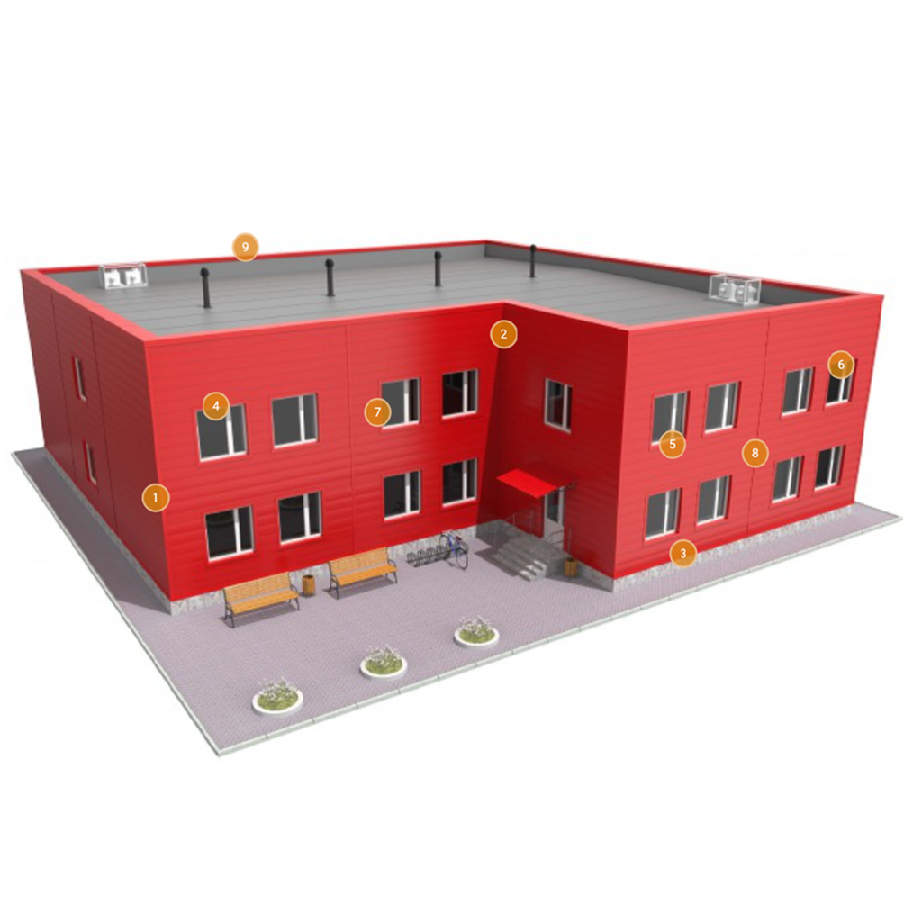 Типові вузли обшивки існуючого будинку PS-панелями горизонтально з утепленням