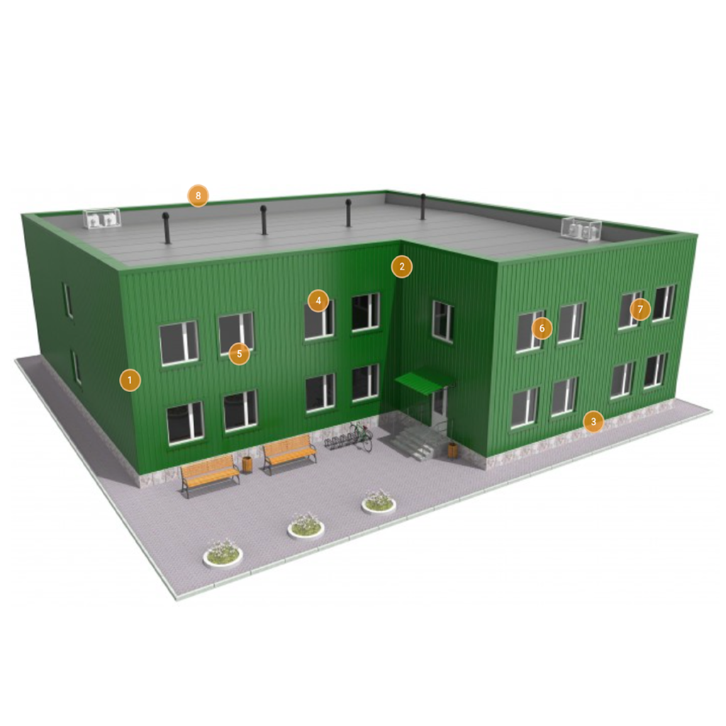 Типові вузли обшивки існуючої будівлі профнастилом вертикально з утепленням